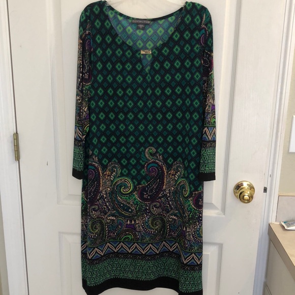 NWOT Covington Green and Purple Print Sheath Dress📝 - Picture 1 of 4